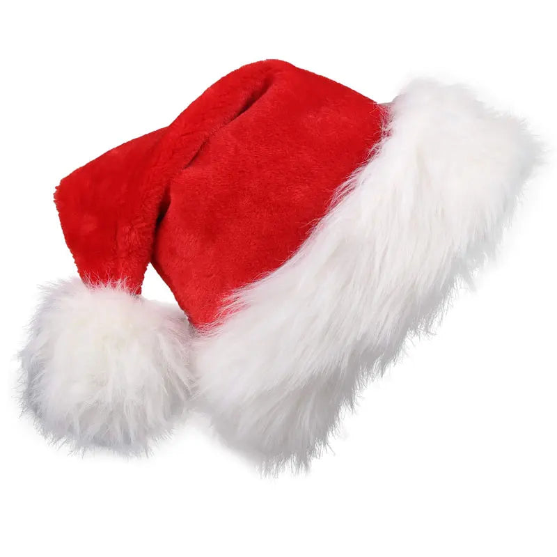 Christmas Santa Hat Xmas Long Plush Holiday Red Hat for Adults and Kids Unisex 2024 New Year Festive Party Supplies