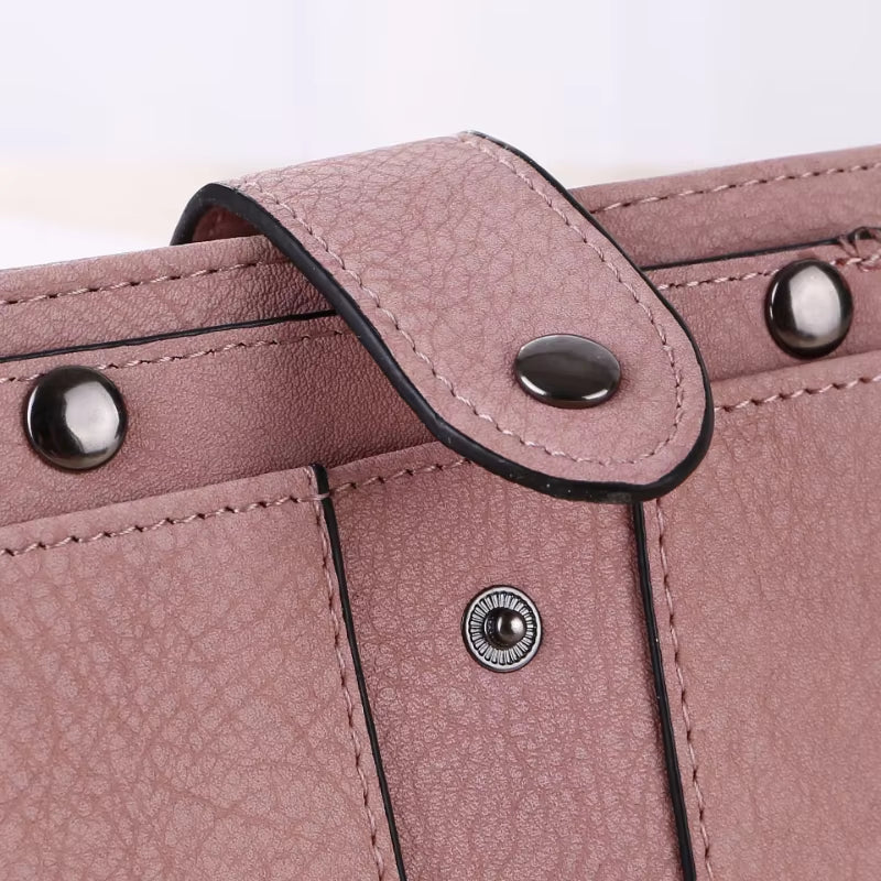 Women Wallet Simple Retro Rivets Short Wallet Coin Purse Card Holders Handbag for Girls Purse Small Wallet Ladies Bolsa Feminina